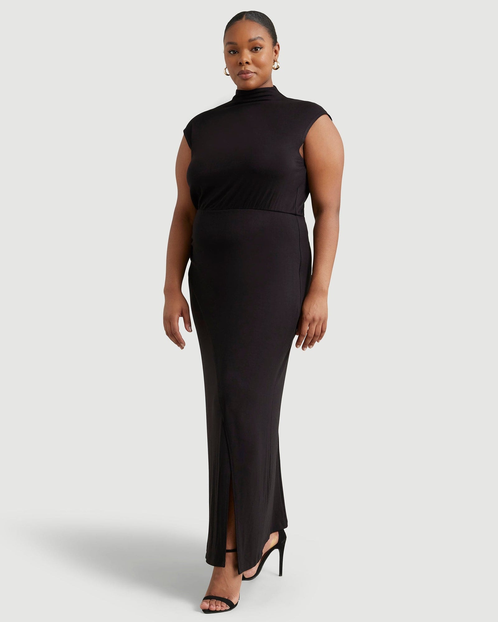 Candice | Yimei Mock-Neck Side-Slit Dress in Size 1X