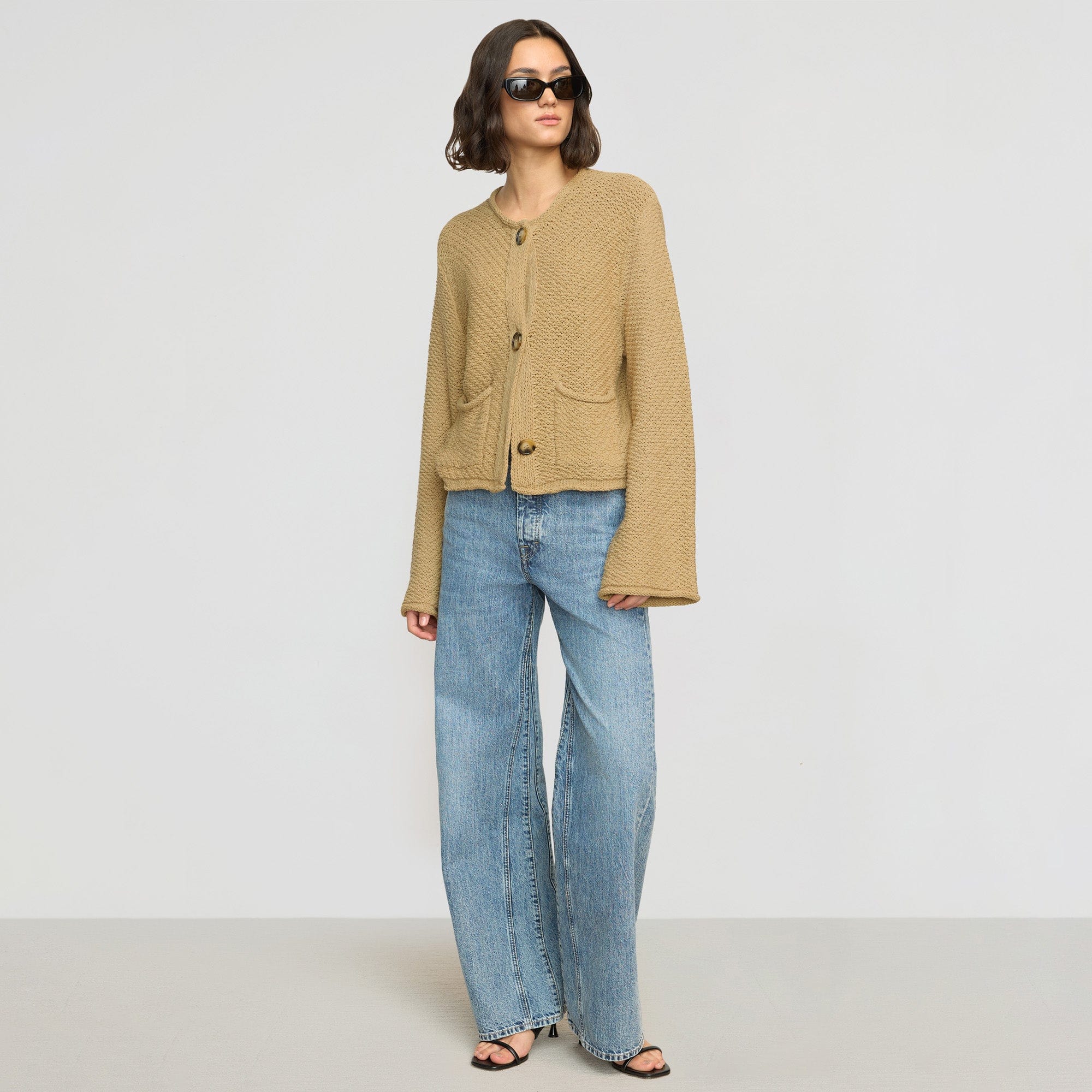 Yoojin Textured Knit Cardigan | Honey Oat