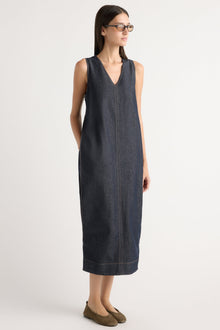Karolina | Yusra Side-Pleat Dome Denim Dress in Size Extra Small