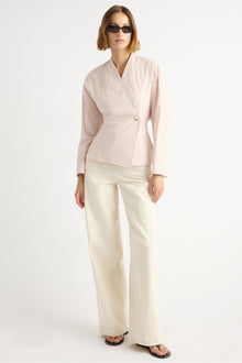 Mali | Zainab Sculpted Cotton Wrap Blouse in Size Small