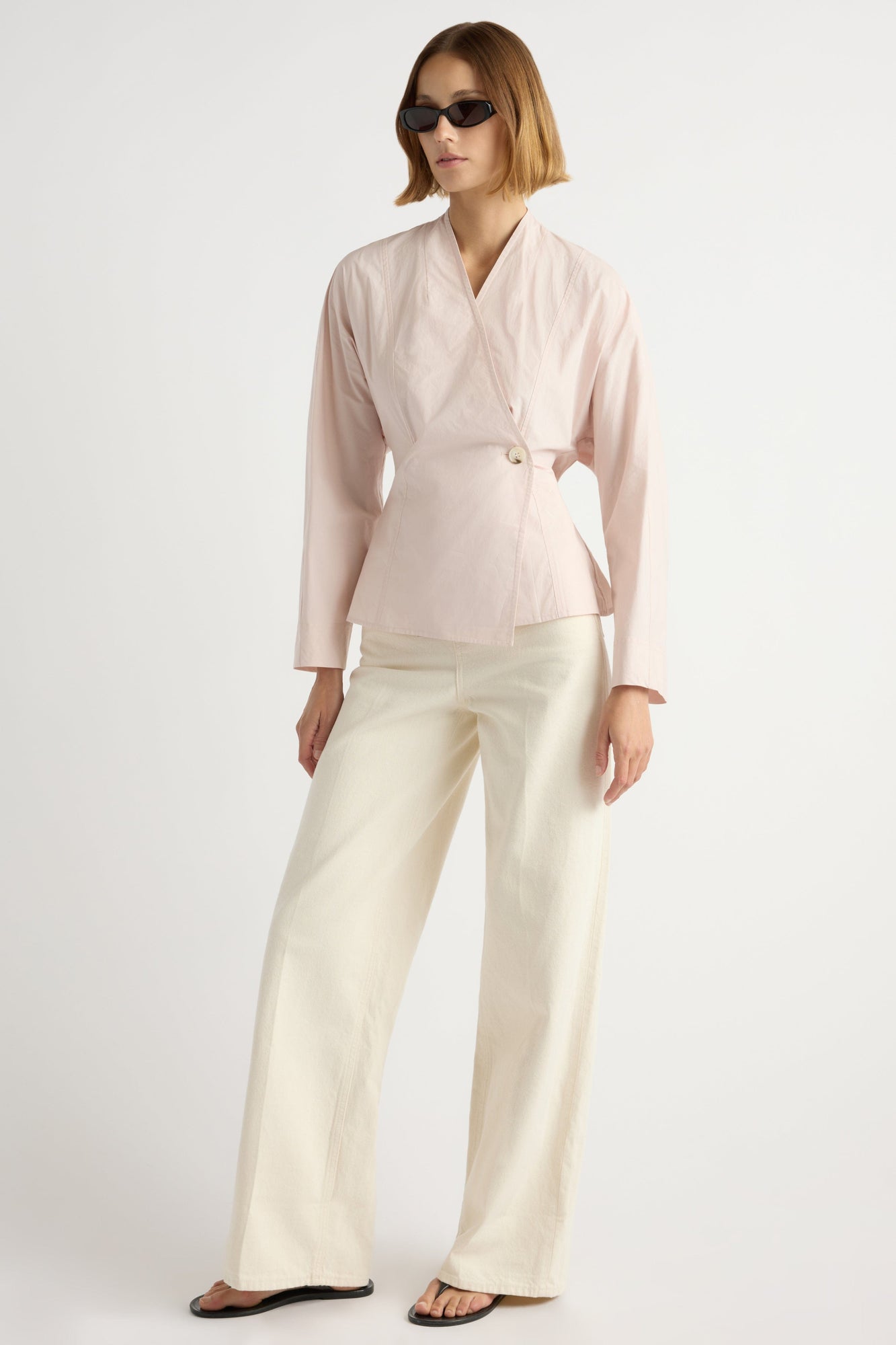 Mali | Zainab Sculpted Cotton Wrap Blouse in Size Small