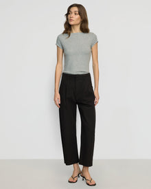 Renee | Zayna Ribbed Cap-Sleeve Tee in Size Small