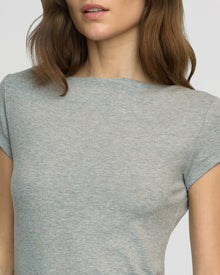 Renee | Zayna Ribbed Cap-Sleeve Tee in Size Small
