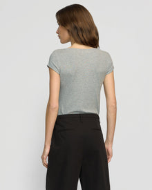 Renee | Zayna Ribbed Cap-Sleeve Tee in Size Small