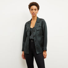 Image of a woman wearing the Alyssa Jacket in Hunter | Lead